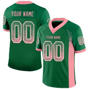 Custom Kelly Green Medium Pink-White Drift Fashion Football Jersey - Fan Version