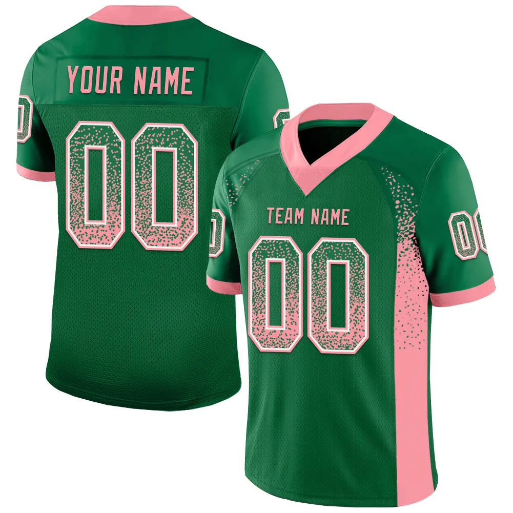 Custom Kelly Green Medium Pink-White Drift Fashion Football Jersey - Fan Version