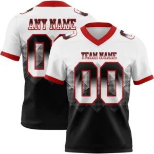Custom White Black-Red Authentic Gradient Square Shape 7V7 Flag Football Jersey - Fan Version