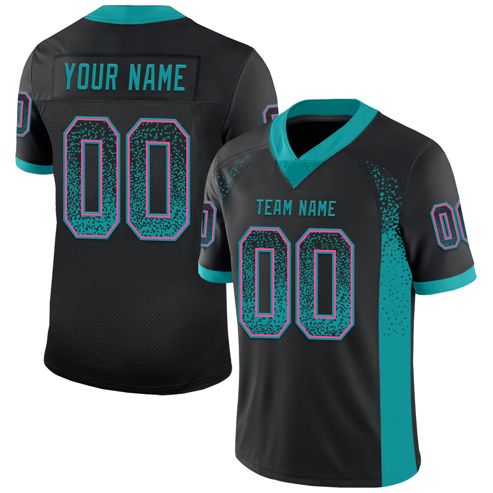 Custom Black Teal-Pink Drift Fashion Football Jersey - Player Version