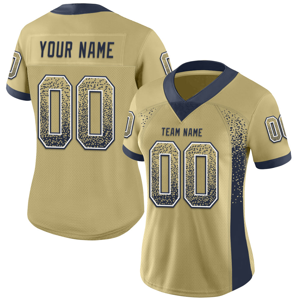 Custom Vegas Gold Navy-White Drift Fashion Football Jersey - Fan Version