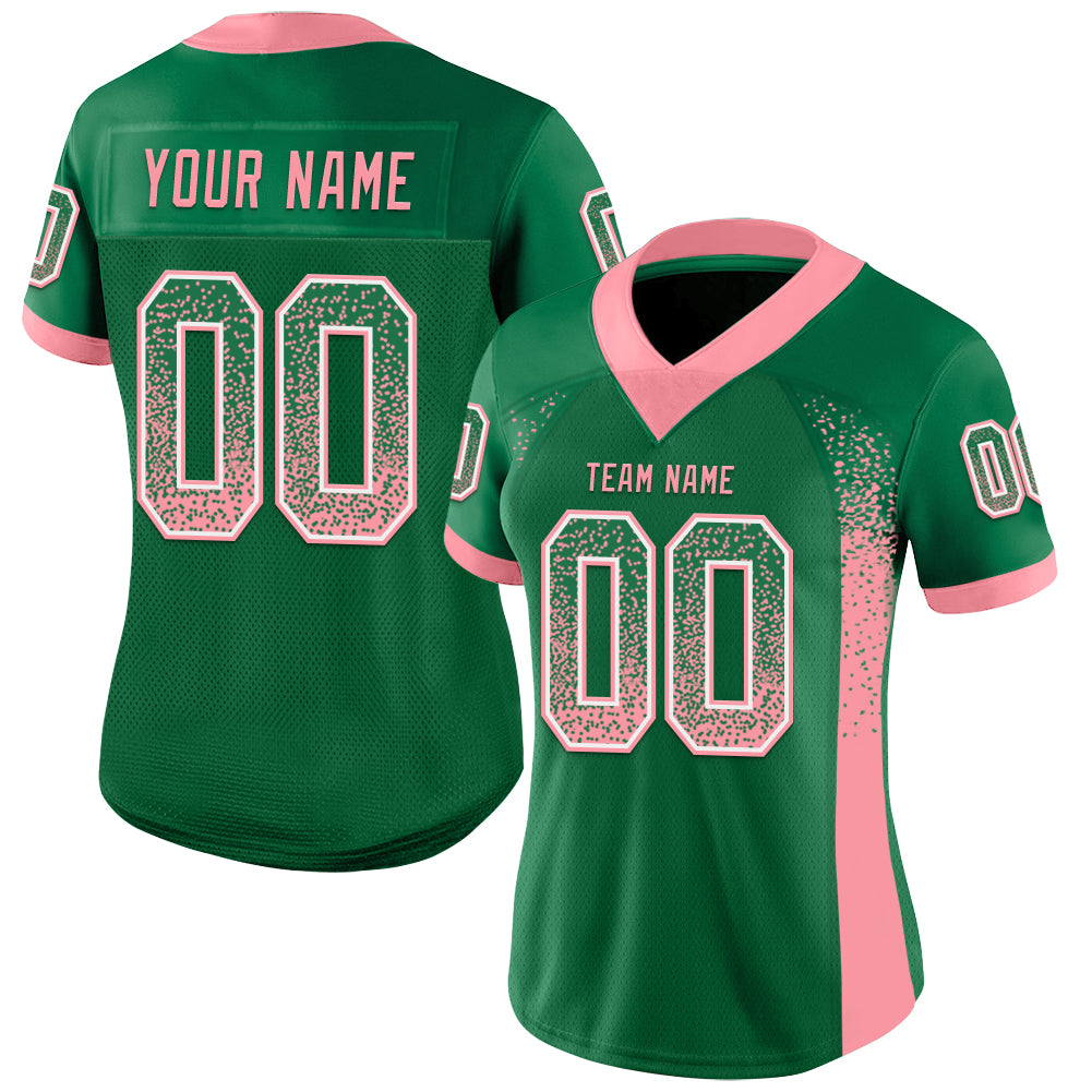 Custom Kelly Green Medium Pink-White Drift Fashion Football Jersey - Fan Version