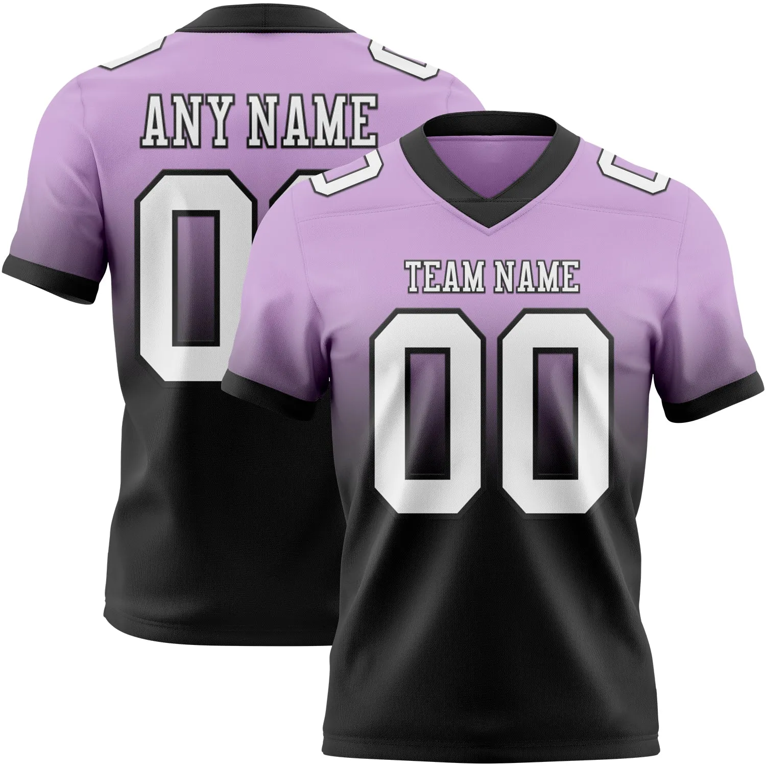 Custom Light Purple White-Black Authentic Fade Fashion Football Jersey - Player Version