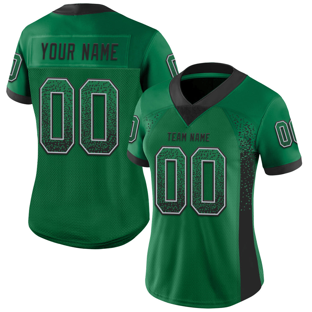 Custom Kelly Green Black-Gray Drift Fashion Football Jersey - Player Version