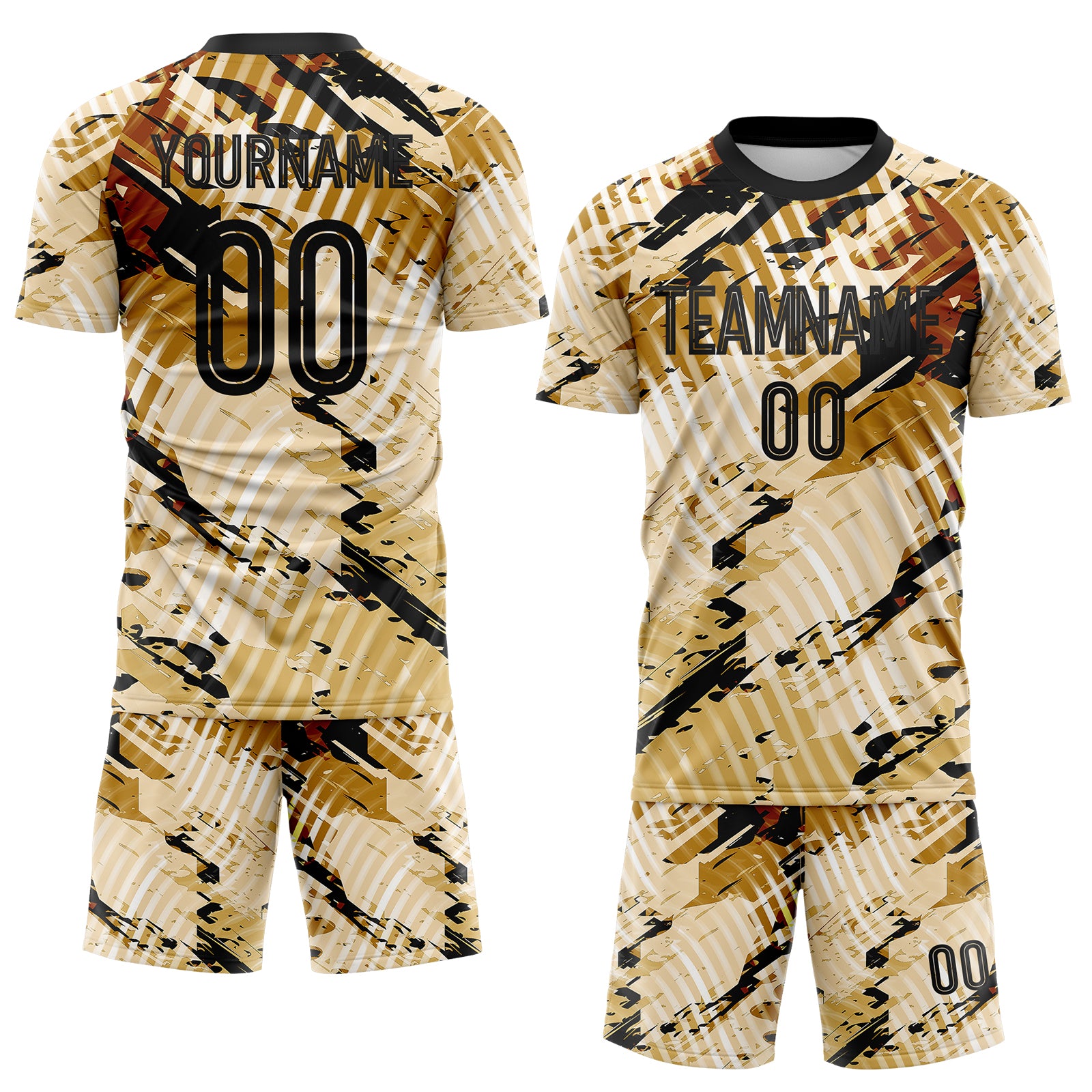 Custom Cream-Black Abstract Swirl Wave Grunge Splatter Sublimation Soccer Uniform Jersey