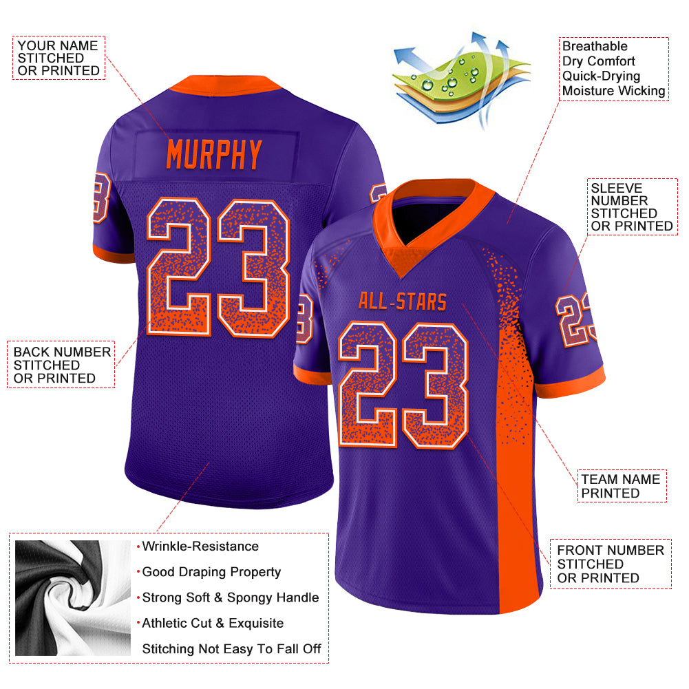 Custom Purple Orange-White Drift Fashion Football Jersey - Player Version