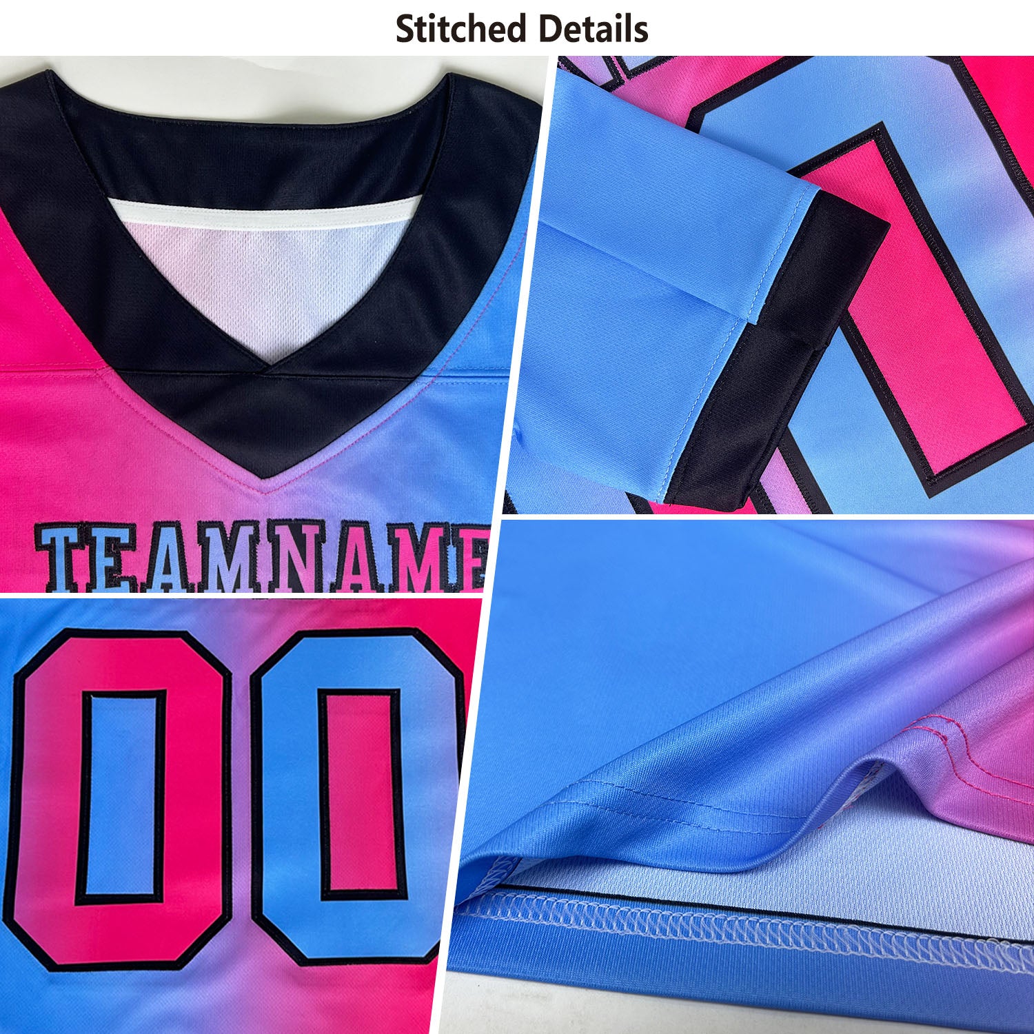 Custom Black Kelly Green-White Authentic Gradient Fashion Scratch Football Jersey - Player Version