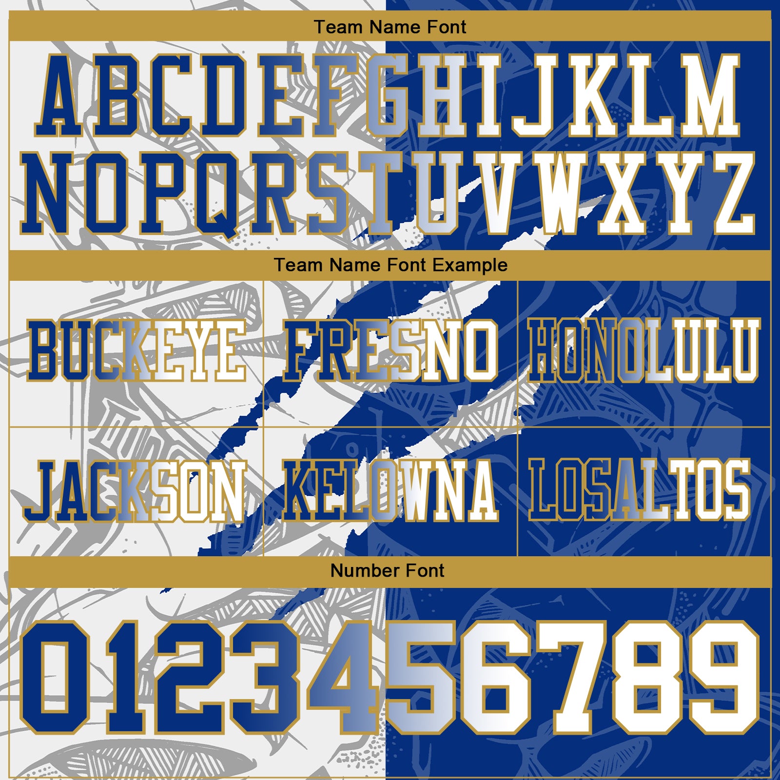 Custom Royal White-Old Gold Authentic Gradient Fashion Scratch Football Jersey - Fan Version
