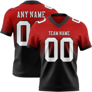 Custom Red White-Black Authentic Fade Fashion Football Jersey - Fan Version