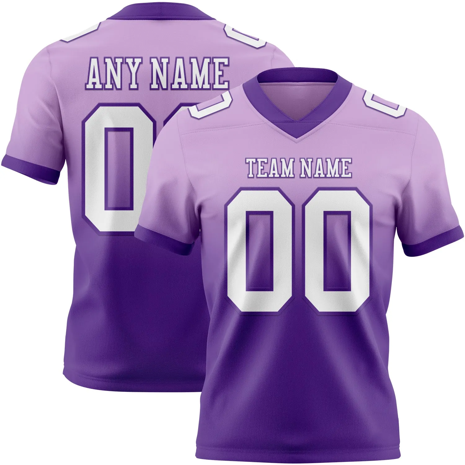 Custom Light Purple White-Purple Authentic Fade Fashion Football Jersey - Player Version