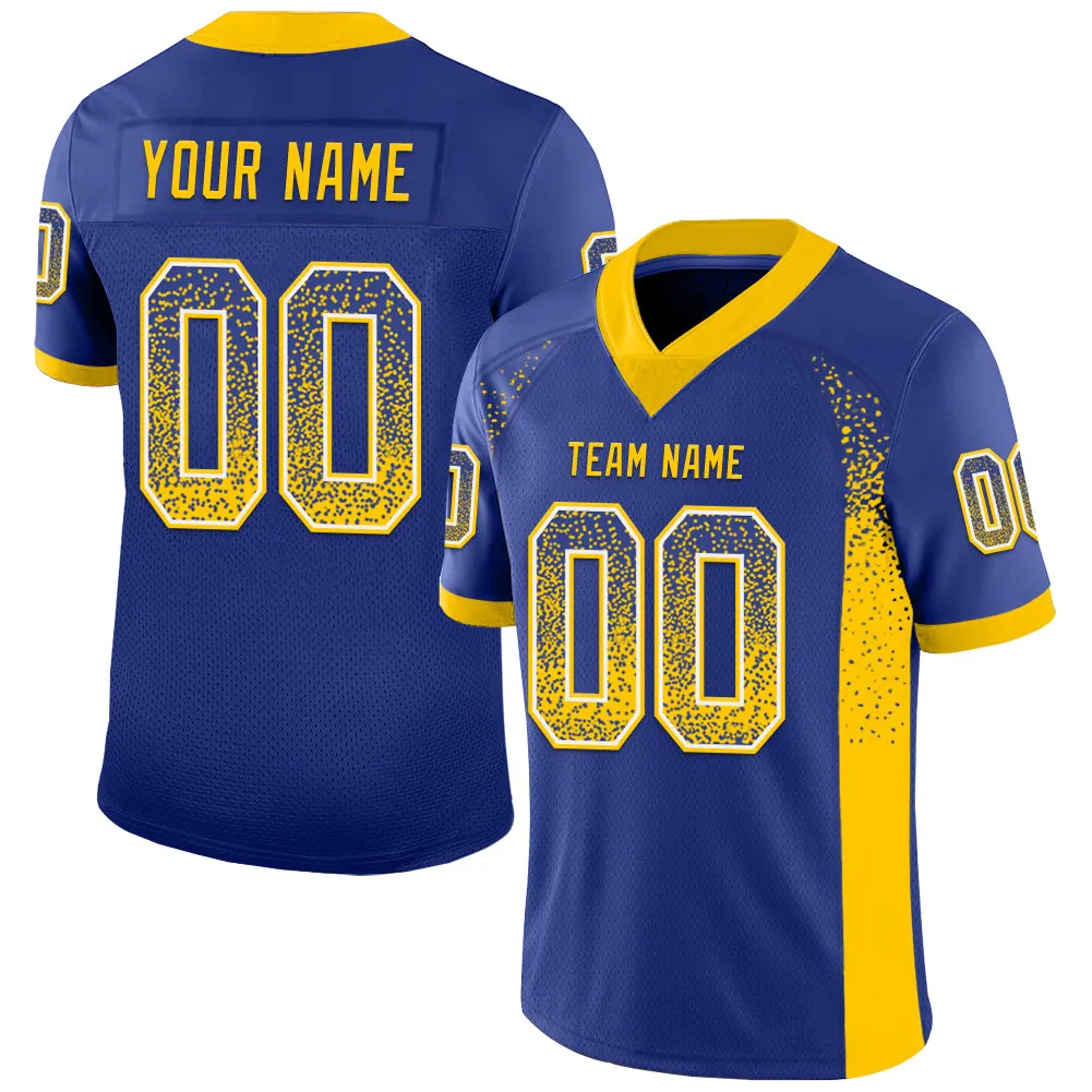 Custom Royal Yellow-White Drift Fashion Football Jersey - Fan Version