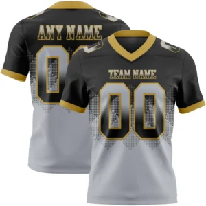 Custom Black Gray-Old Gold Authentic Gradient Square Shape 7V7 Flag Football Jersey - Fan Version