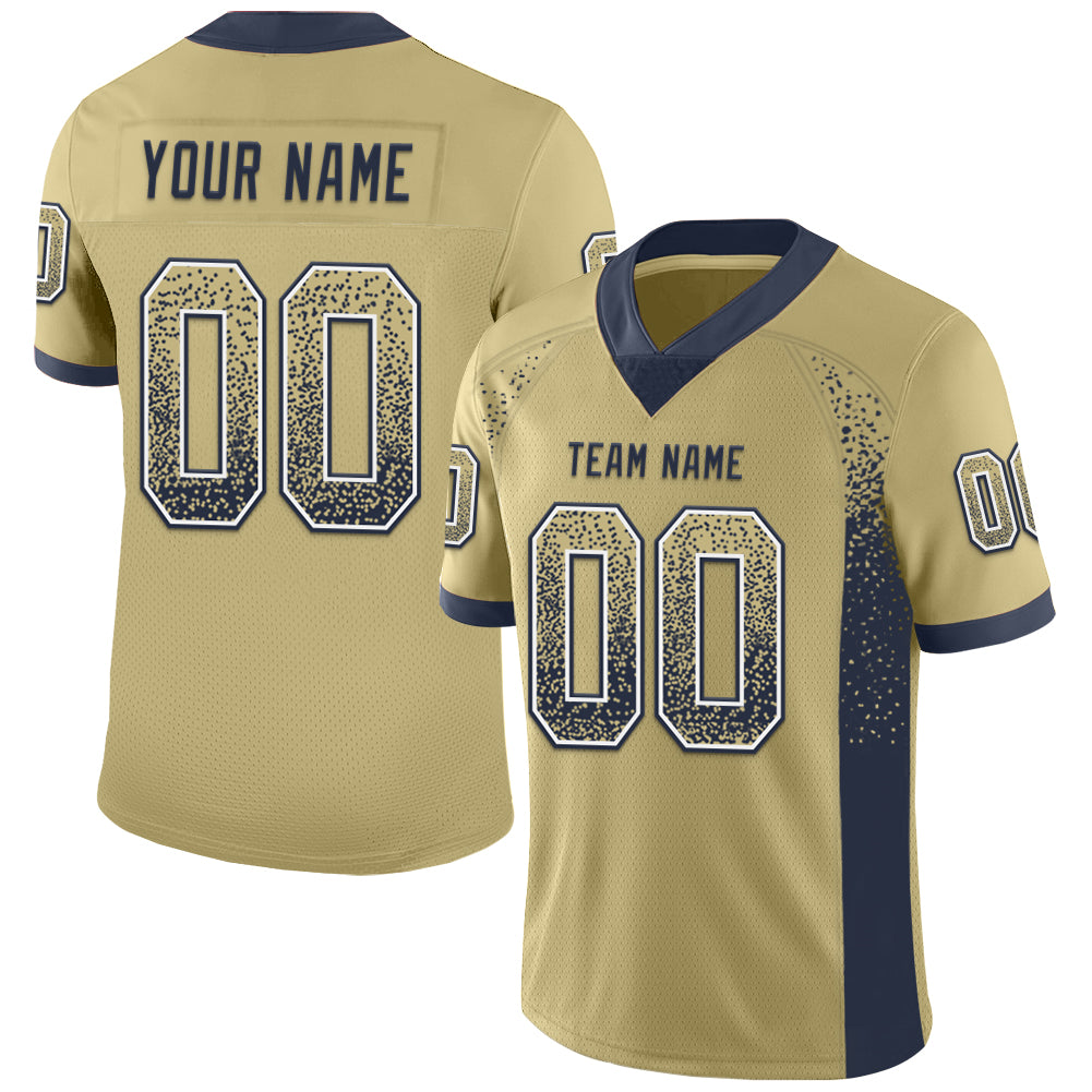 Custom Vegas Gold Navy-White Drift Fashion Football Jersey - Fan Version