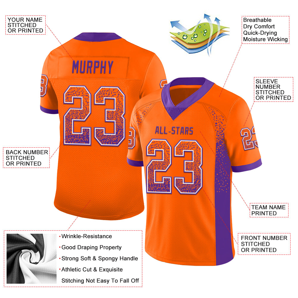 Custom Orange Purple-White Drift Fashion Football Jersey - Fan Version