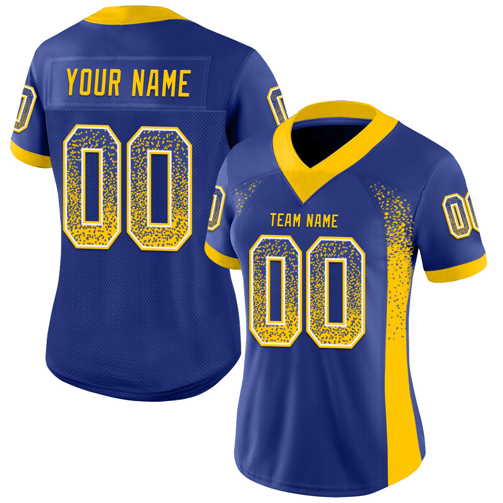 Custom Royal Yellow-White Drift Fashion Football Jersey - Fan Version
