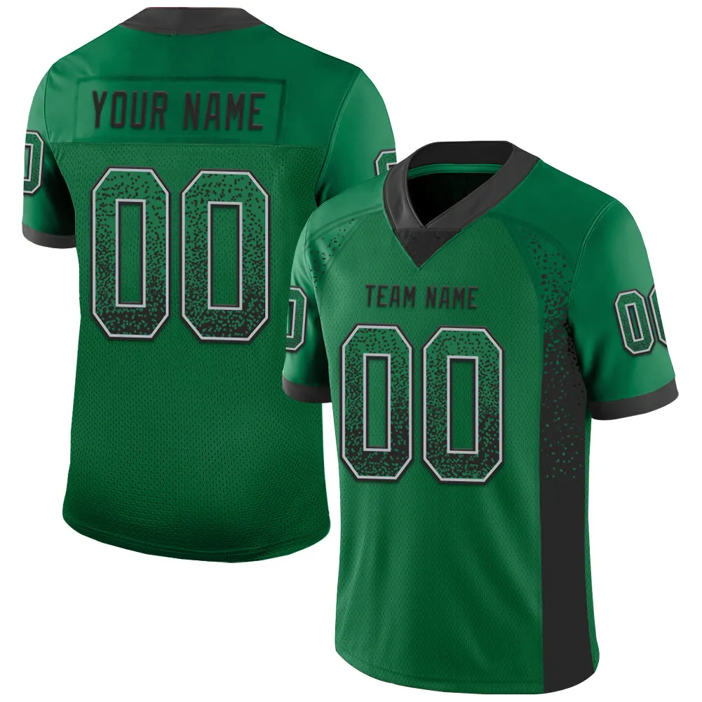 Custom Kelly Green Black-Gray Drift Fashion Football Jersey - Player Version